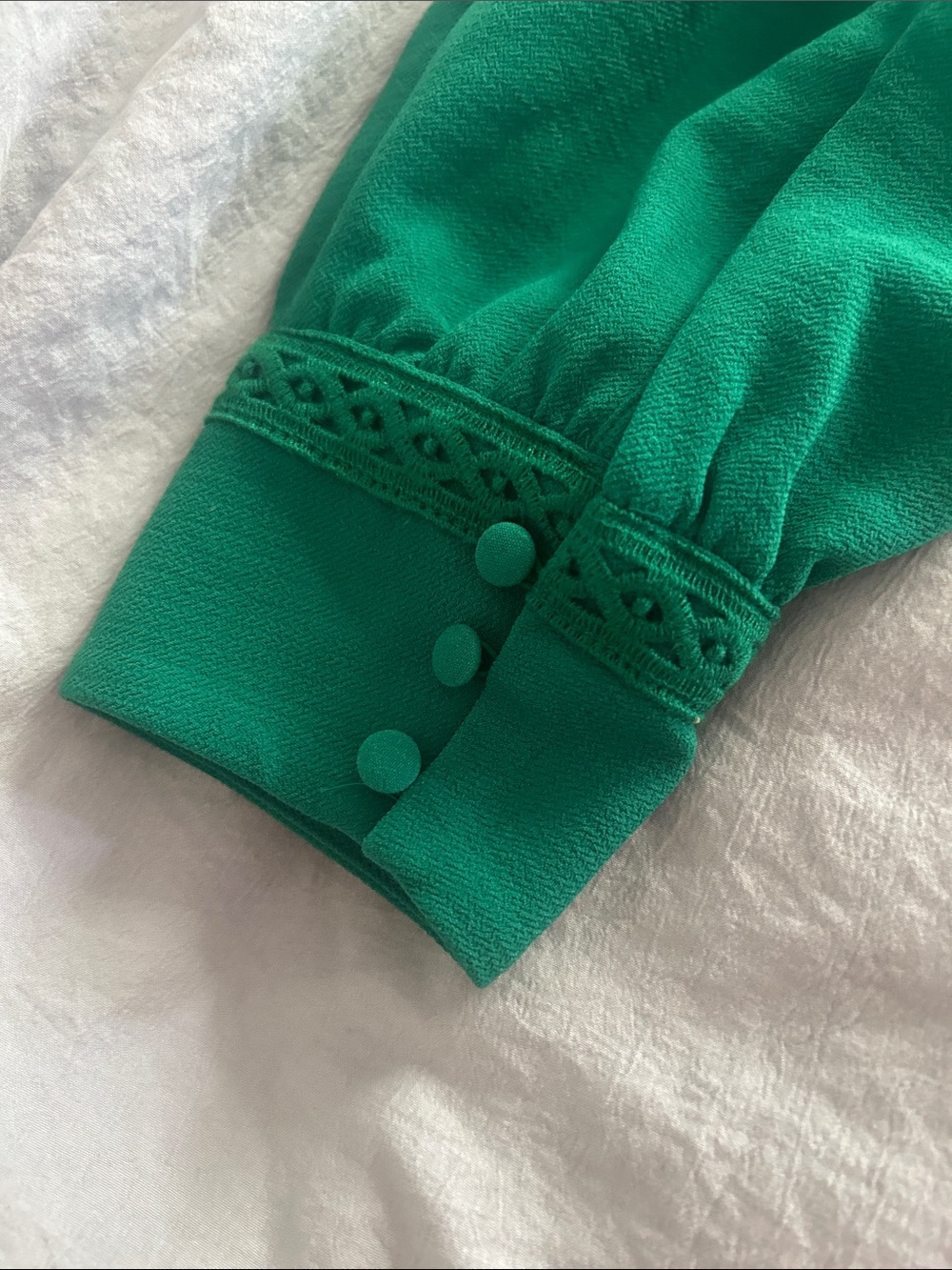 Sezane | Emerald green V-Neck Button Front Women's Top - Picture 4 of 7